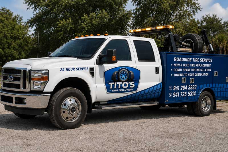 Tito's Tire Solution mobile roadside service truck