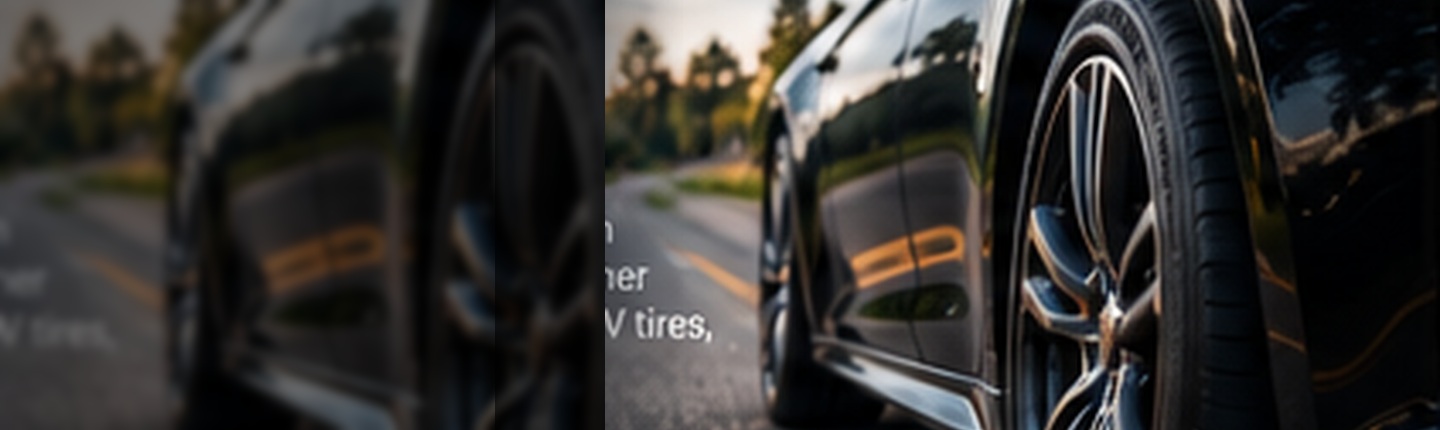 Car fitted with new tires on the road